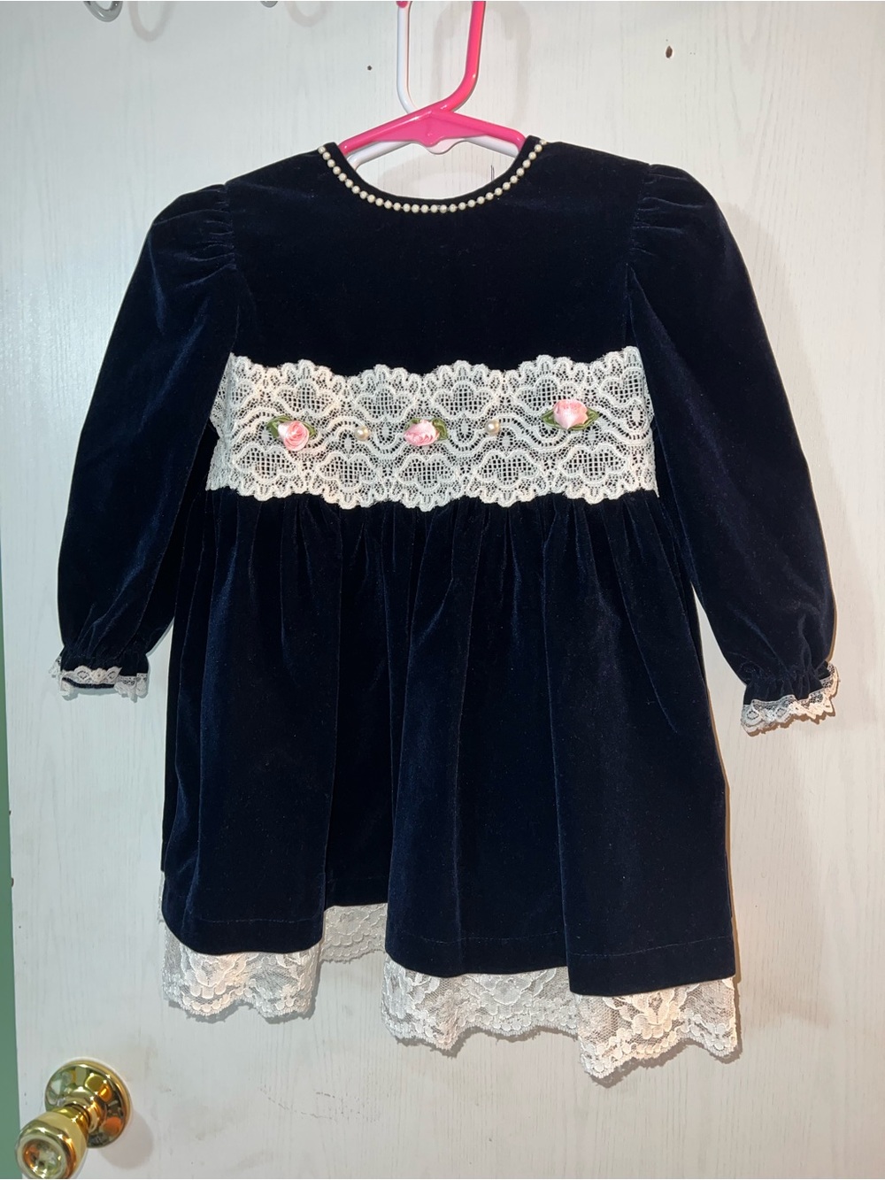 Navy blue Velvet Toddler Dress
